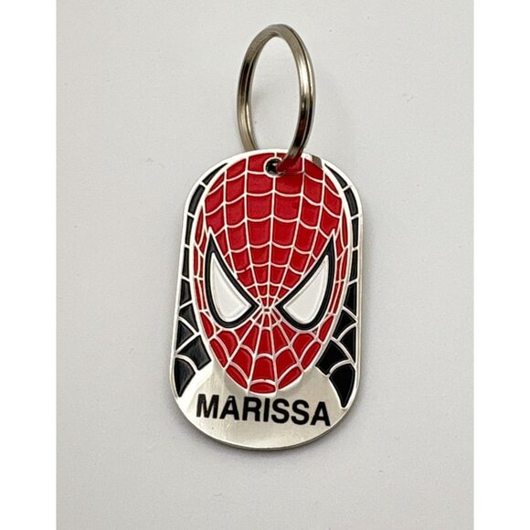 The Amazing Spider-Man Face Keychain Marissa Nameplate Silver Tone Marvel - Picture 5 of 6